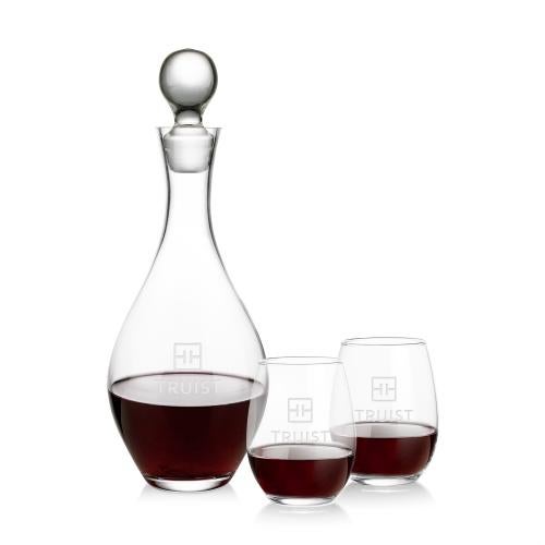 Corporate Gifts - Barware - Decanters - Briarwood Decanter & Stanford Stemless Wine Set