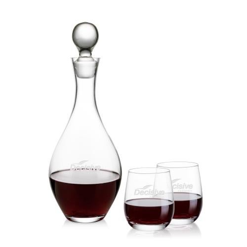 Corporate Gifts - Barware - Decanters - Briarwood Decanter & Salem Stemless Wine Set