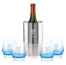 Catania Wine Cooler & Soudan Blue Stemless Wine - Stemless