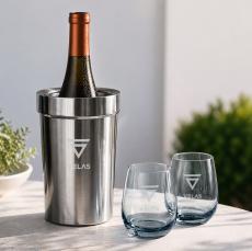 Milano Wine Cooler & Soudan Smoke Stemless Wine - Barware Gift Sets