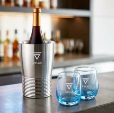 Genoa Wine Cooler & Soudan Blue Stemless Wine - Barware Gift Sets