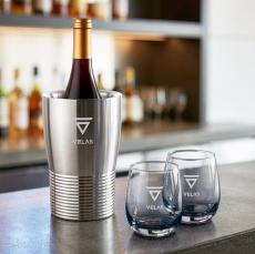Genoa Wine Cooler & Soudan Smoke Stemless Wine - Barware Gift Sets