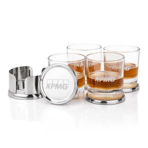 Corporate Gifts - Barware - Barware Gift Sets - Baldoni Coasters & Baldwin On-the-Rocks Set