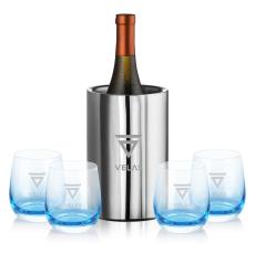 Jacobs Wine Cooler & Soudan Blue Stemless Wine - Barware Gift Sets