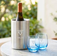 Jacobs Wine Cooler & Soudan Blue Stemless Wine - Barware Gift Sets