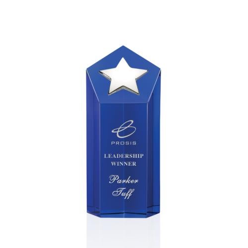 Recognition Awards - Crystal Awards - Dorchester Silver Star Award - Blue