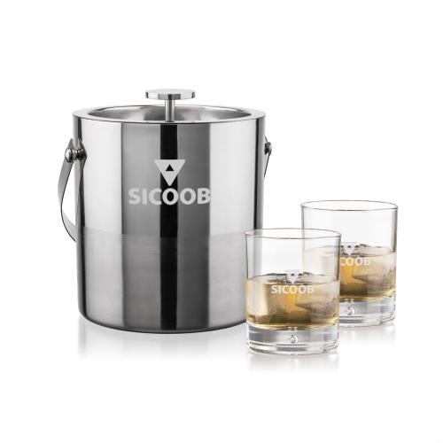 Corporate Gifts - Barware - Barware Gift Sets - Catania Ice Bucket & Bastia On-the-Rocks Set