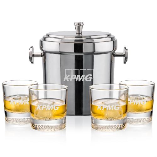 Corporate Gifts - Barware - Barware Gift Sets - Milano Ice Bucket & Baldwin On-the-Rocks