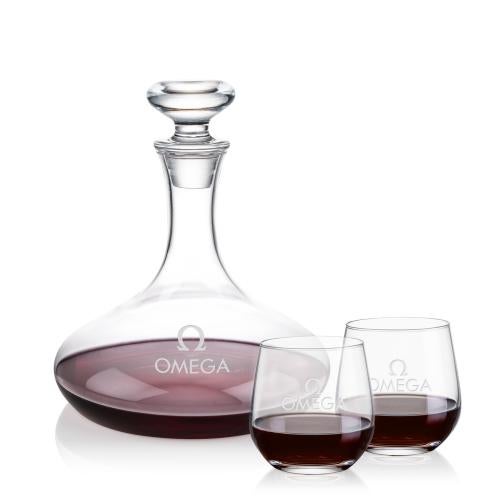 Corporate Gifts - Barware - Carafes - Elliston Decanter & Garland Stemless Wine Set