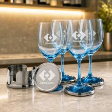 Baldoni Coasters & Soudan Blue Wine - Wine Glasses