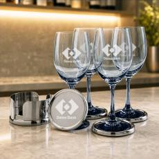 Baldoni Coasters & Soudan Smoke Wine - Wine Glasses