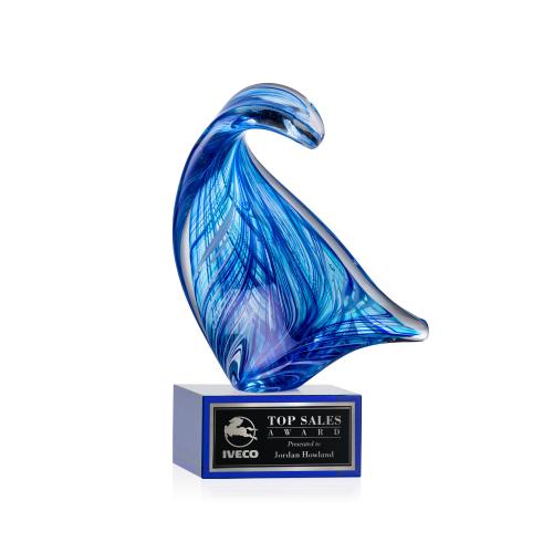 Recognition Awards - Glass Awards - Art Glass Awards - Laguna Award on Hancock Blue