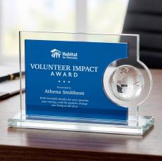 Calvina Globe Award - Blue - Blue Crystal Awards