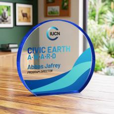  Maren Hemisphere VividPrint Award - Blue - Colored Crystal Awards
