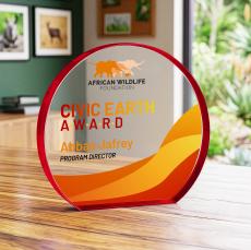 Maren Hemisphere VividPrint Award - Red - Colored Crystal Awards