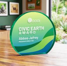 Maren Hemisphere VividPrint Double Sided Award - Emerald - Colored Crystal Awards