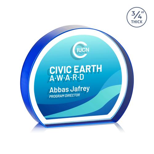 Recognition Awards - Crystal Awards - Maren Hemisphere VividPrint&trade; Double Sided Award - Blue