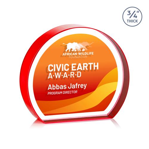 Recognition Awards - Crystal Awards - Maren Hemisphere VividPrint&trade; Double Sided Award - Red