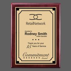 Oakleigh/Everett Plaque - Rosewood/Satin Gold - Plaque Awards