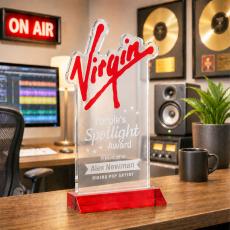 EdgeCraft Rectangle on Mitered - Red (via Ocean) - Colored Glass Awards