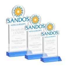 EdgeCraft Rectangle on Mitered - Sky Blue (via Ocean) - Colored Glass Awards