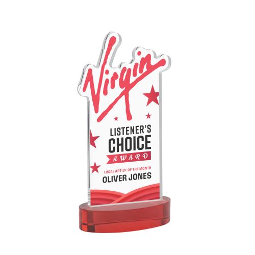Recognition Awards - Crystal Awards - EdgeCraft Rectangle VividPrint&trade; on Alberton - Red (via Air)