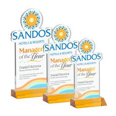 EdgeCraft Rectangle VividPrint on Mitered - Amber (via Air) - Colored Glass Awards