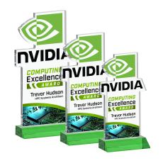 EdgeCraft Rectangle VividPrint on Mitered - Green (via Air) - Colored Glass Awards