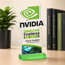 EdgeCraft Rectangle VividPrint on Mitered - Green (via Air) - Colored Glass Awards