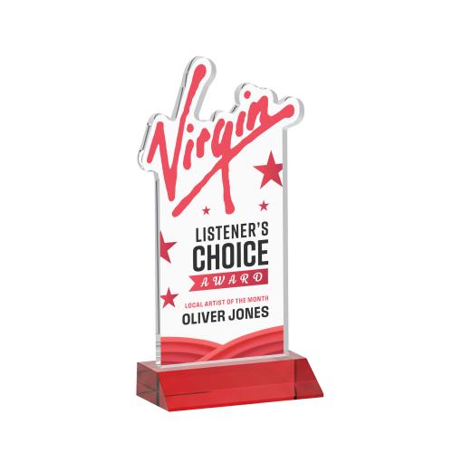 Recognition Awards - Crystal Awards - EdgeCraft Rectangle VividPrint&trade; on Mitered - Red (via Air)