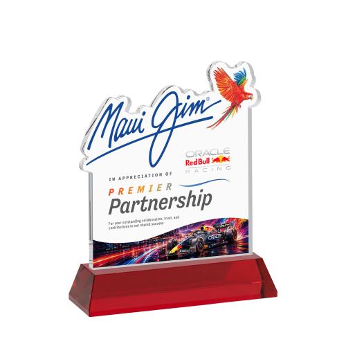 Recognition Awards - Crystal Awards - EdgeCraft Square VividPrint&trade; on Hartford - Red (via Air)