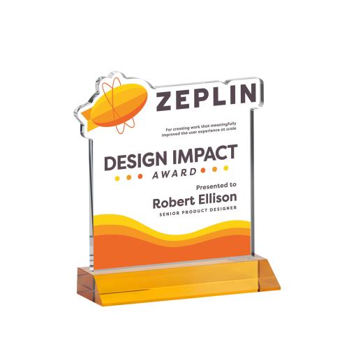 Recognition Awards - Crystal Awards - EdgeCraft Square VividPrint&trade; on Mitered - Amber (via Air)