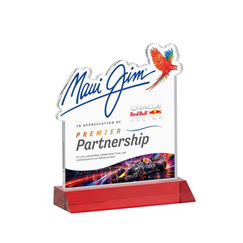 Recognition Awards - Crystal Awards -  EdgeCraft Square VividPrint&trade; on Mitered - Red (via Air)