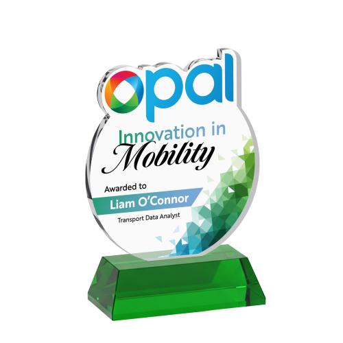 Recognition Awards - Crystal Awards - EdgeCraft Round VividPrint&trade; on Hartford - Green (via Air)