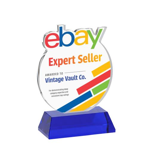Recognition Awards - Crystal Awards - EdgeCraft Round VividPrint&trade; on Hartford - Blue (via Air)