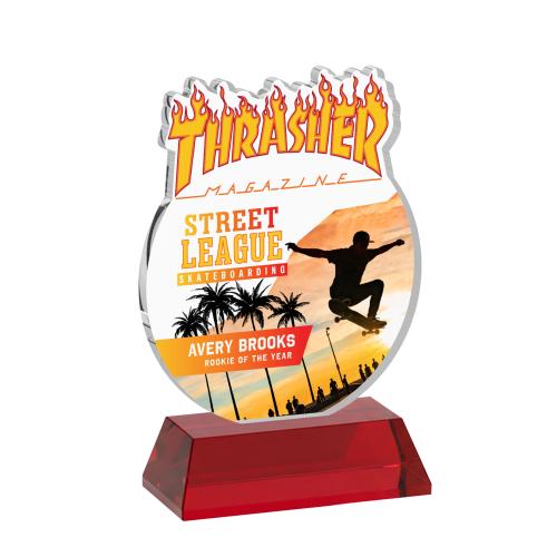 Recognition Awards - Crystal Awards - EdgeCraft Round VividPrint&trade; on Hartford - Red (via Air)