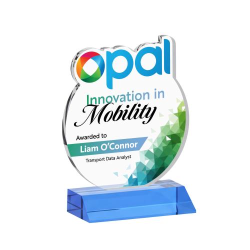 Recognition Awards - Crystal Awards - EdgeCraft Round VividPrint&trade; on Mitered - Sky Blue (via Air)