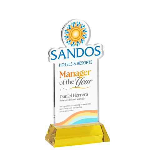 Recognition Awards - Crystal Awards - EdgeCraft Rectangle VividPrint&trade; on Hartford - Gold (Ocean)