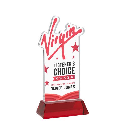 Recognition Awards - Crystal Awards - EdgeCraft Rectangle VividPrint&trade; on Hartford - Red (Ocean)
