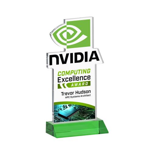 Recognition Awards - Crystal Awards - EdgeCraft Rectangle VividPrint&trade; on Mitered - Green (Ocean)
