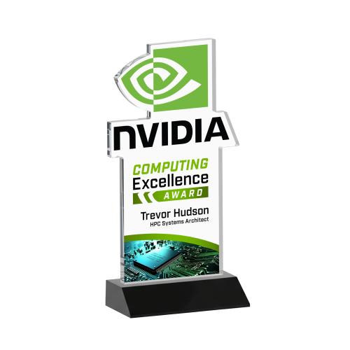 Recognition Awards - Crystal Awards - EdgeCraft Rectangle VividPrint&trade; on Mitered - Black (Ocean)