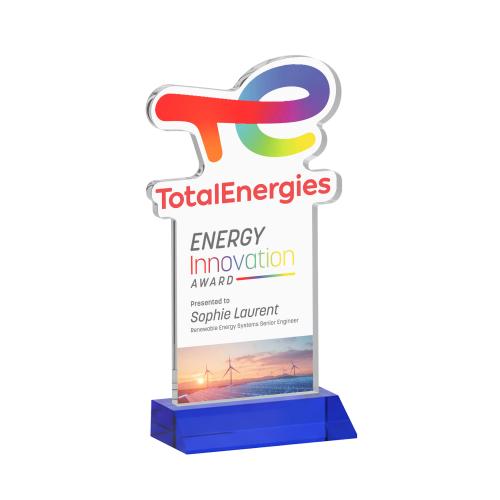 Recognition Awards - Crystal Awards - EdgeCraft Rectangle VividPrint&trade; on Mitered - Blue (Ocean)