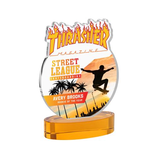Recognition Awards - Crystal Awards - EdgeCraft Round VividPrint&trade; on Alberton - Amber (via Ocean)