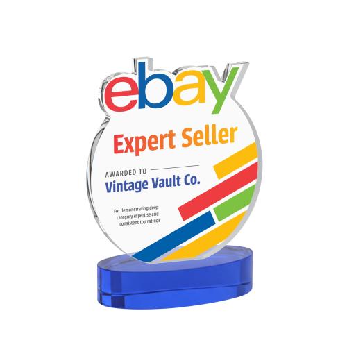 Recognition Awards - Crystal Awards - EdgeCraft Round VividPrint&trade; on Alberton - Blue (via Ocean)