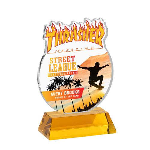 Recognition Awards - Crystal Awards - EdgeCraft Round VividPrint&trade; on Hartford - Amber (via Ocean)