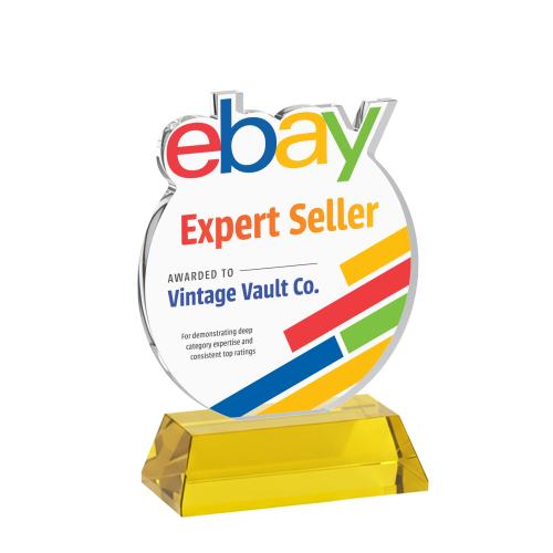 Recognition Awards - Crystal Awards - EdgeCraft Round VividPrint&trade; on Hartford - Gold (via Ocean)
