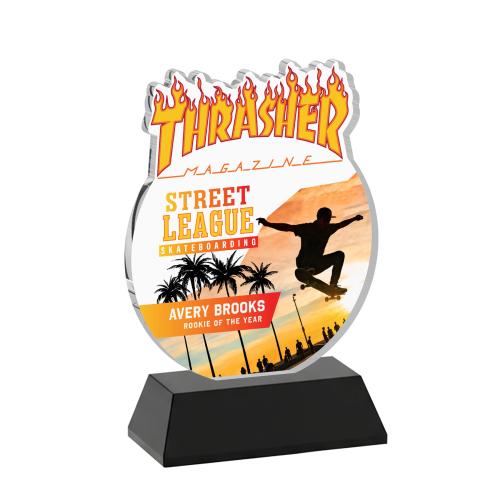 Recognition Awards - Crystal Awards - EdgeCraft Round VividPrint&trade; on Hartford - Black (via Ocean)