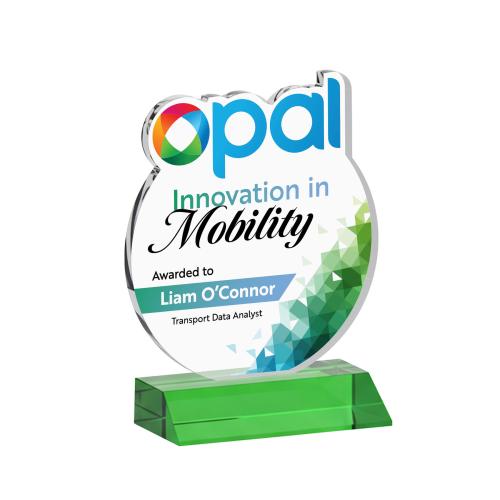 Recognition Awards - Crystal Awards - EdgeCraft Round VividPrint&trade; on Mitered - Green (via Ocean)