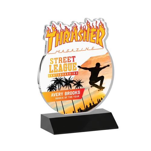 Recognition Awards - Crystal Awards - EdgeCraft Round VividPrint&trade; on Mitered - Black (via Ocean)