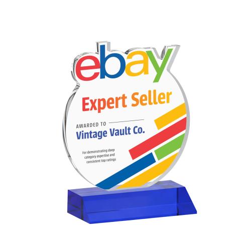 Recognition Awards - Crystal Awards - EdgeCraft Round VividPrint&trade; on Mitered - Blue (via Ocean)